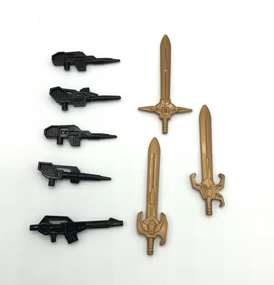 Vintage Transformers G1 Predaking Predacon Accessory Lot Gold Swords & Blasters