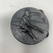 Vintage Metal Tennis Player Belt Buckle Round Sports Design 2.25 Inch