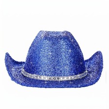 Glittery Blue Cowboy Hat Glittery Accessory Decorative Band