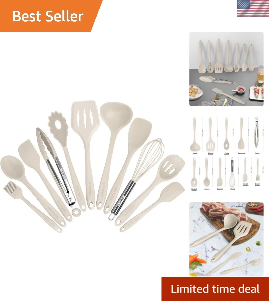 Kitchen Utensil Set - 11 Cooking Utensils - Colorful Silicone Kitchen Utensil...
