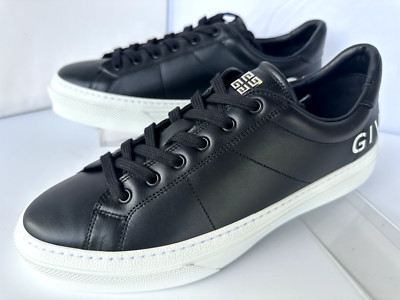 New Givenchy Men's City Sport Sneakers Size 44 Tennis Shoes Black Leather