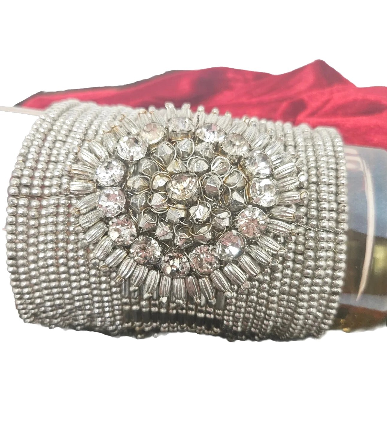 Statement Bangle Cuff With Rhinestones Adjustable… - image 4