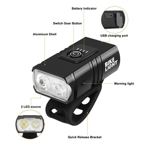LED USB Fahrrad Licht Set Beleuchtung Set 1000 LUX Scheinwerfer Lampe - Bild 6 von 6