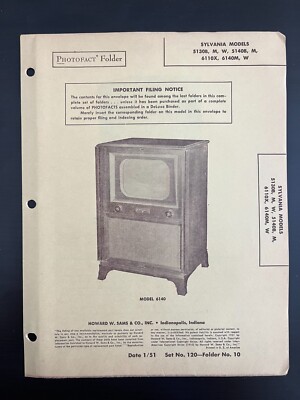 Sylvania - Model 5130B-M-W-5140B-M-6110X - TV - Original Service Manual - 1951