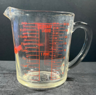 Vintage Fire King 32 Ounce Glass Measuring Cup #499 Block Letters
