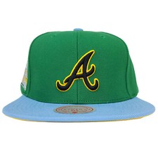 Atlanta Braves Mitchell  Ness MLB Snapback Hat Cap 3D Logo Green Blue NWT