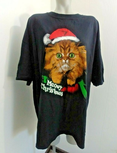 Meowy Christmas Cat with Santa Hat 