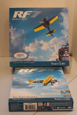 REAL FLIGHT 7 WITH CONTROLLER AND 7.5 UPGRADE DISC - USED