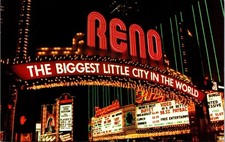Reno Arch at Night Reno Nevada Postcard