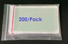 200/Pack RESEALABLE Plastic Clear Wrap Cassette Tape Storage Sleeves 3 Mil Thick
