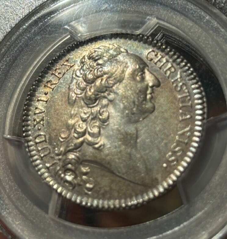 FRANCE Rare Issue Louis XVI Jeton - PCGS MS62 - BEAUTIFUL TONING