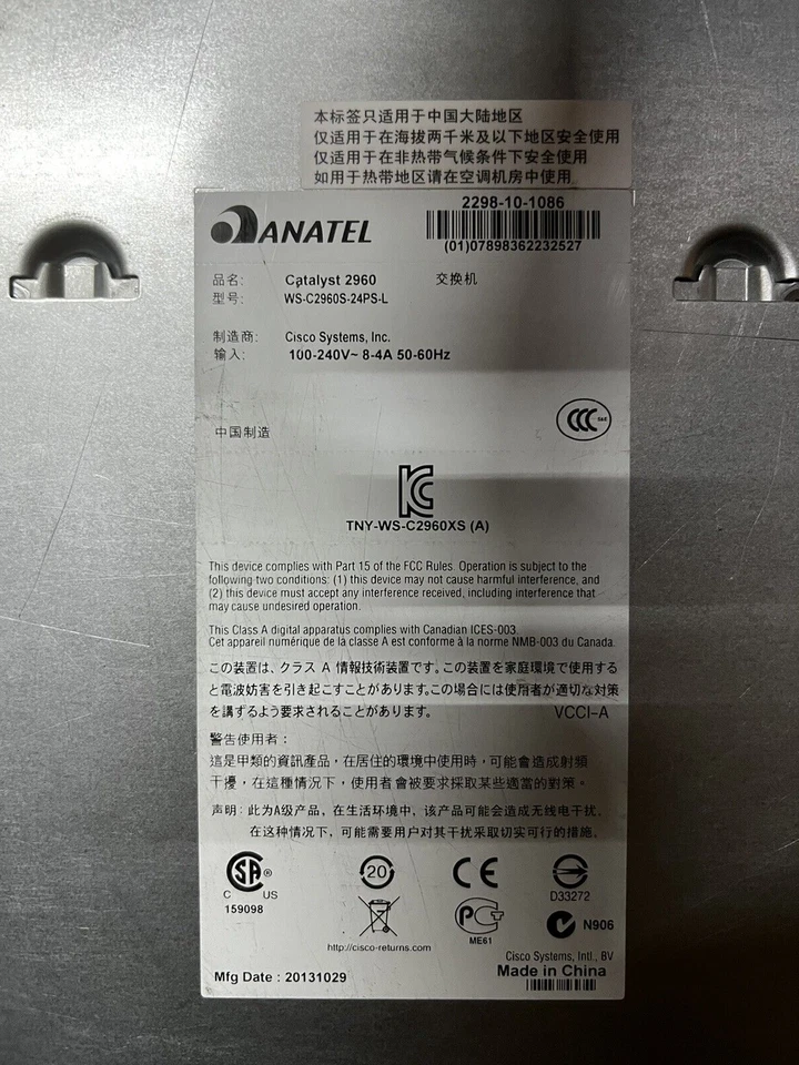 WS-C2960S-24PS-L CISCO CATALYST 2960S 24-PORT GBE POE SWITCH - Image 4 of 4