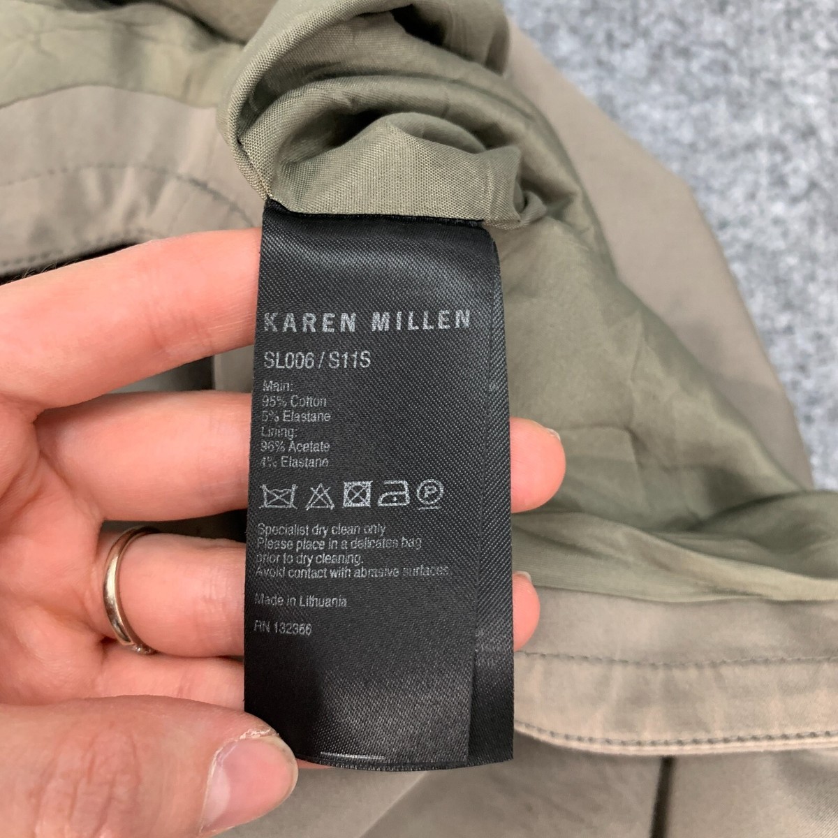 Ｄ Karen Millen Cargo Skirt Womens 6 Olive Green Flat Front Cotton