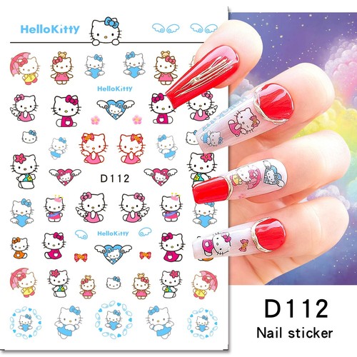 6Pcs Set Nail Art Stickers Sanrio Anime Manicure Cartoon Hello Kitty Peel NH27 - Picture 4 of 6
