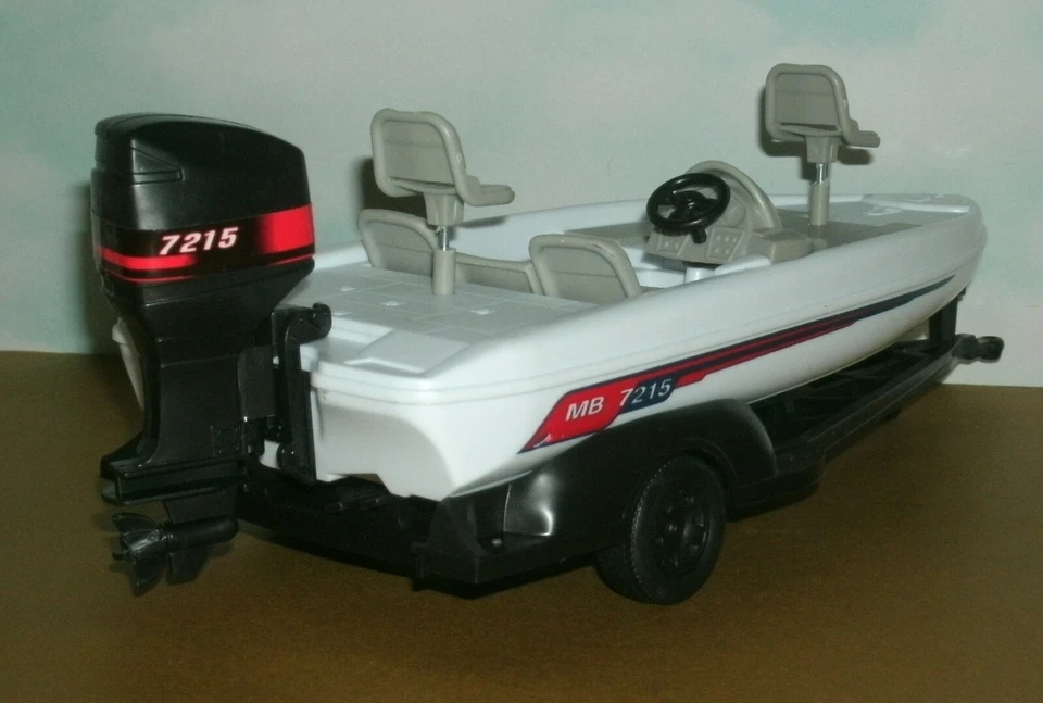 1/20 Scale Fishing Motor Boat with Trailer Plastic Toy Model Watercraft New-Ray - Image 2 of 4