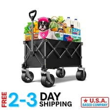 Lightweight Foldable Utility Cart - 220 lbs Max Load with Big Wheels & Storage