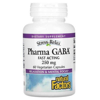2 X Natural Factors, Stress-Relax, Pharma GABA, 250 mg, 60 Vegetarian Capsules
