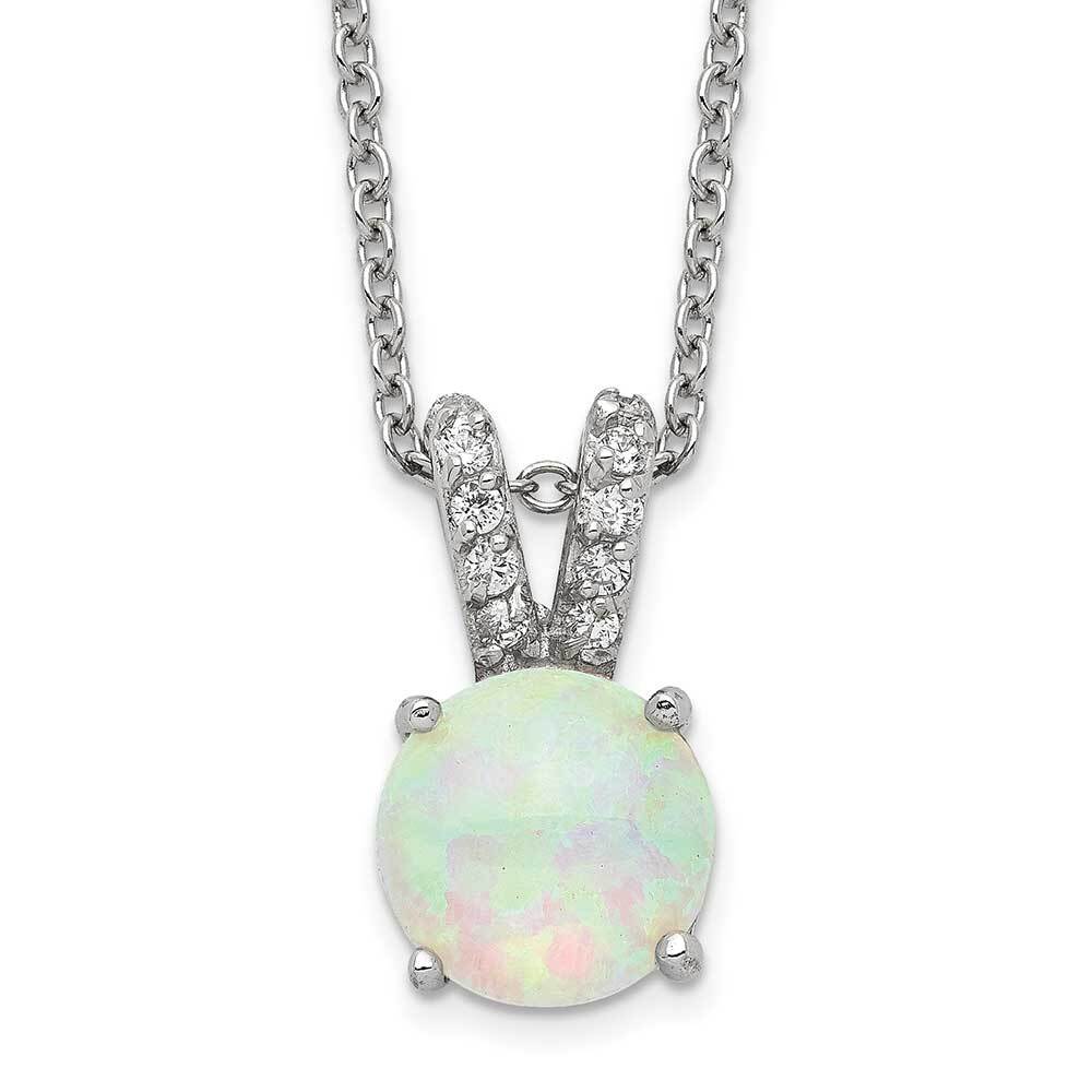 Cheryl M Sterling Silver Cubic Zirconia and White Opal Necklace Cheryl M Sterling Silver Cubic Zirconia and White Opal Necklace