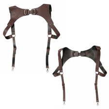 Brown Adjustable Leather Shoulder Chest Belt Suspender Harness Belt Strap Unisex