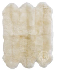 Natural White Real Sheepskin Rug  - Size 5x6' - Lambskin