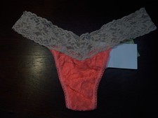 NWT HANKY PANKY LOW RISE STRETCH LACE THONG PANTIES PUCH NEO CORAL 36101 OS 1 sz