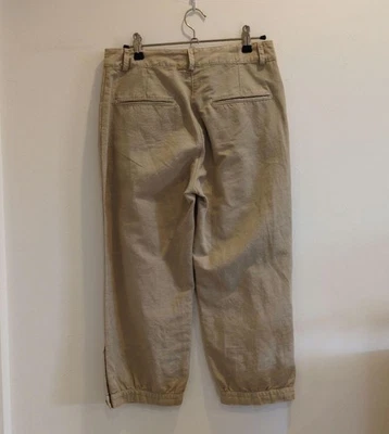 Pantalones informales Chanel talla 36 lino algodón Italia beige auténtico par... - Imagen 1 de 4