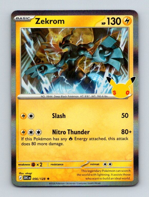 Zekrom Rare ME: 30th Celebration Pokemon Holo Near Mint