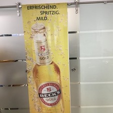 11 x Becks Gold  Großer Banner -Fahne-  ca.200 cm x ca.70 cm Metallstange