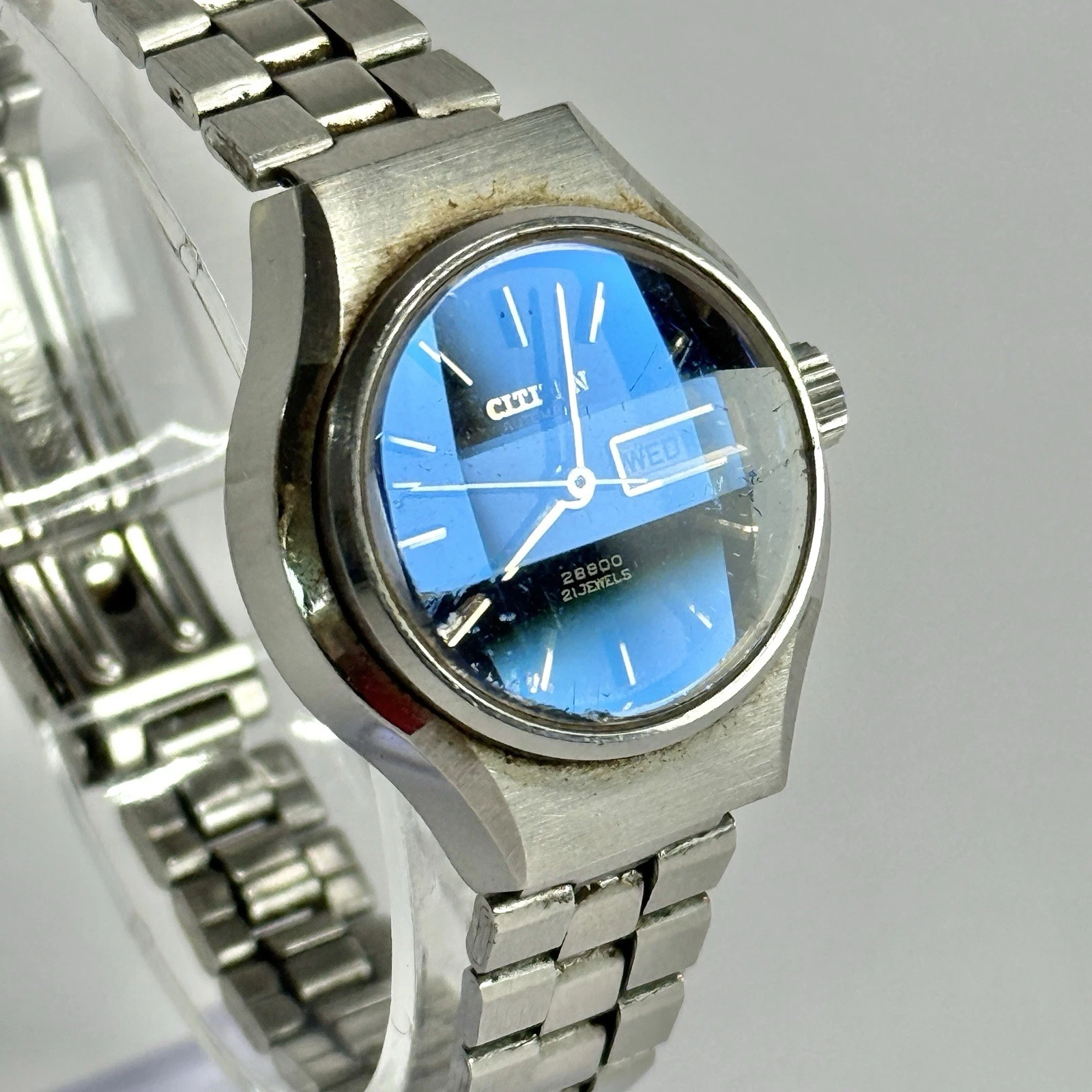 CITIZEN Automatic 21J 4-661303 Silver Tone Women Vintage Watch W554 *WORKING