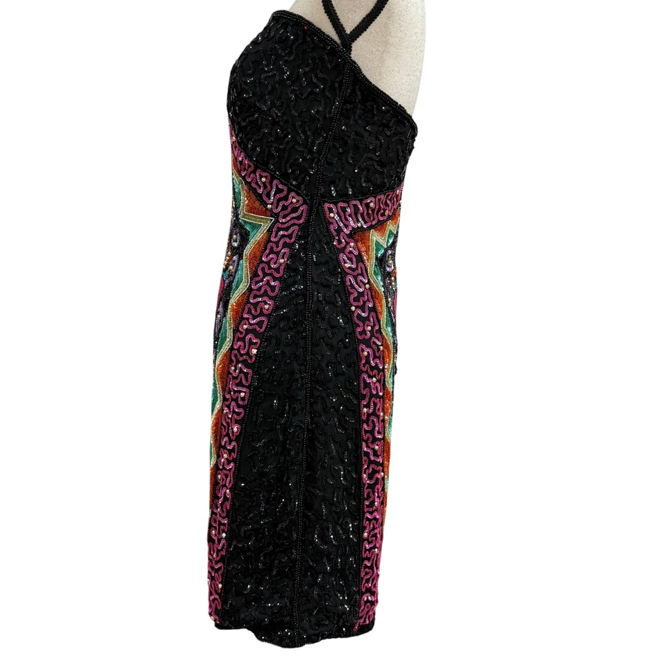 Vestido Vintage ¡JUNTOS! Cuello Corazón Lentejuelas Cuentas Talla 8 Pequeño/Mediano Foto 4 de 4