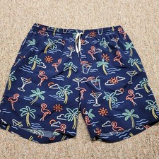 Chubbies Swim Trunks Men 2XL Blue Neon Logo All Over Print Swimwear Board Shorts