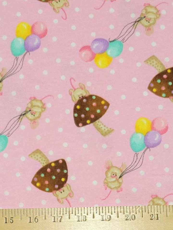 A.E. Nathan Cómodos Ratones Franela Globos y Setas en Rosa Bebé Precio por Año Foto 3 de 3