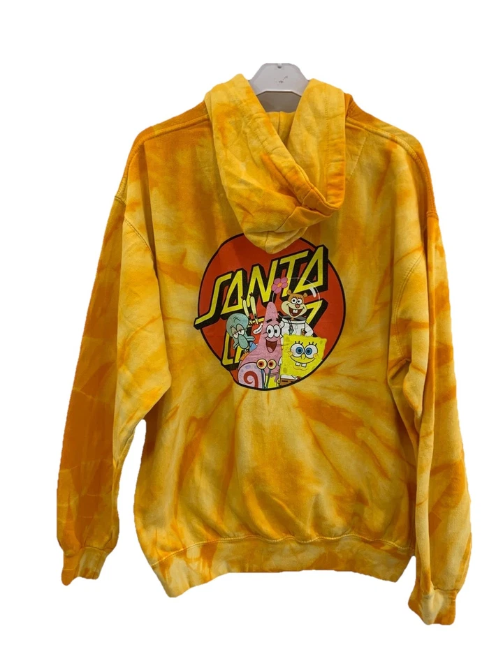 Santa Cruz x Bob Esponja Pantalones Cuadrados Tie-Dye Sudadera con Capucha Amarillo Naranja 2019 Talla M #104 Foto 2 de 4
