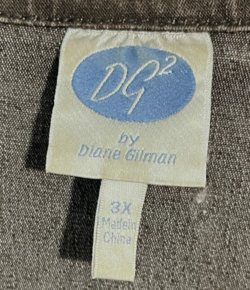 Chaqueta de mezclilla marrón para mujer Diane Gilman, DG2, bordado, azteca occidental talla 3 X Foto 2 de 4