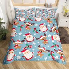Merry Christmas Bedding Set Full Size,Cute Santa Claus Elk Deer Duvet Cover X...