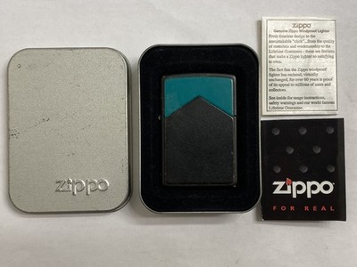 Vintage 1997 Marlboro Zippo Green Roof Black Matte Lighter Used In