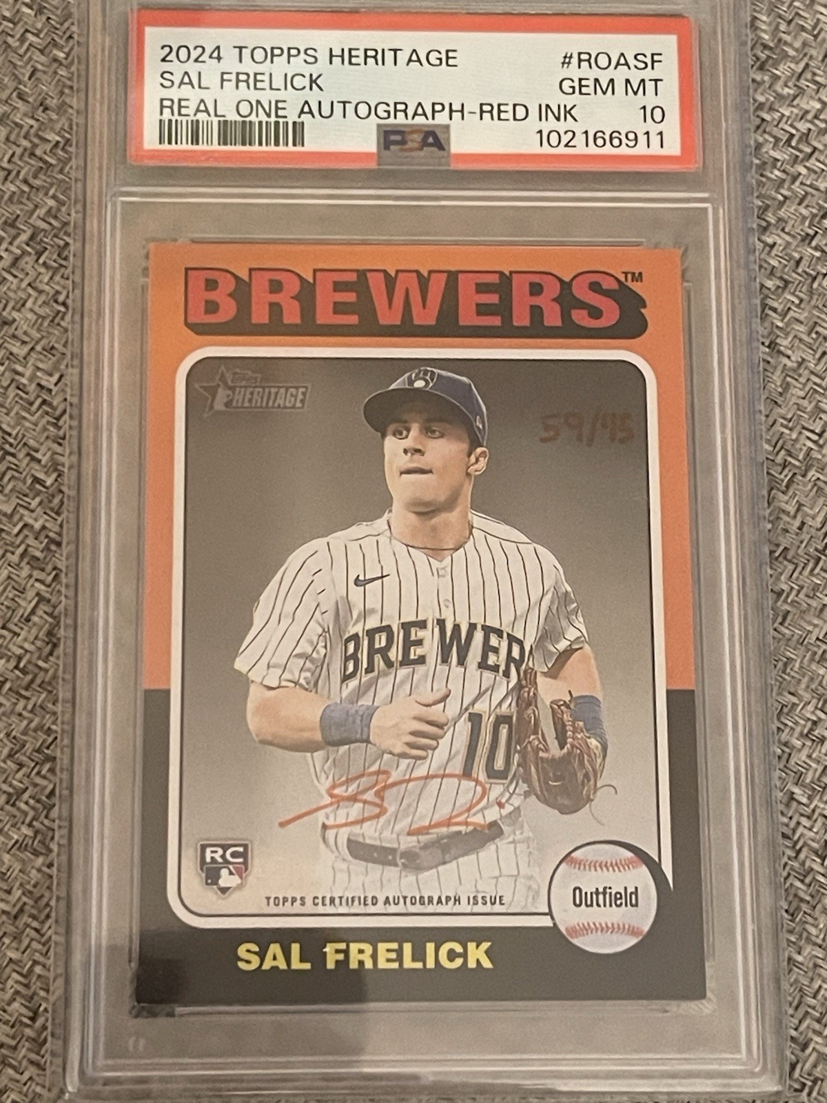 2024 Heritage Real One Red Ink /75 Sal Frelick Rookie Auto RC PSA 10 POP 1