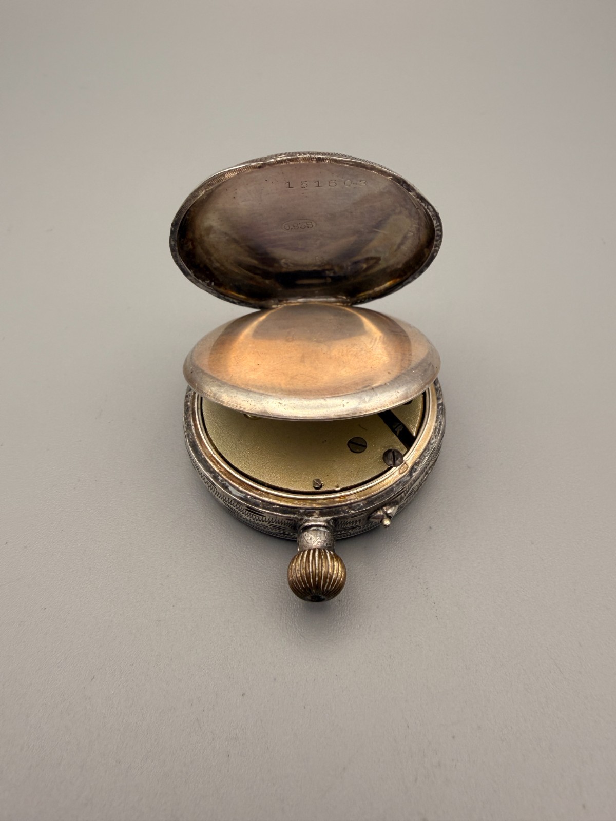 Antique 935 Solid Silver Pocket Watch - image 2