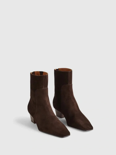Madewell chocolate brown suede pointed ankle boots