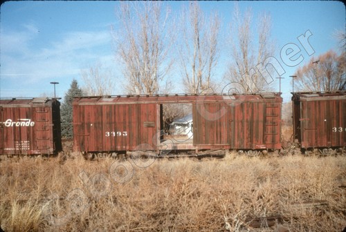D&RGW Box Car #3395 at Azetc NM on 12-20-69 35mm Slide Chione (5345)