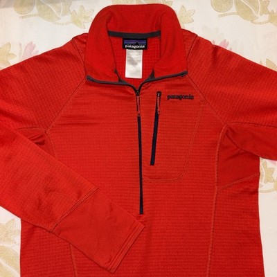 Patagonia Mens Small R1 Polartec Power Grid Waffle Fleece Pullover Red Columbia