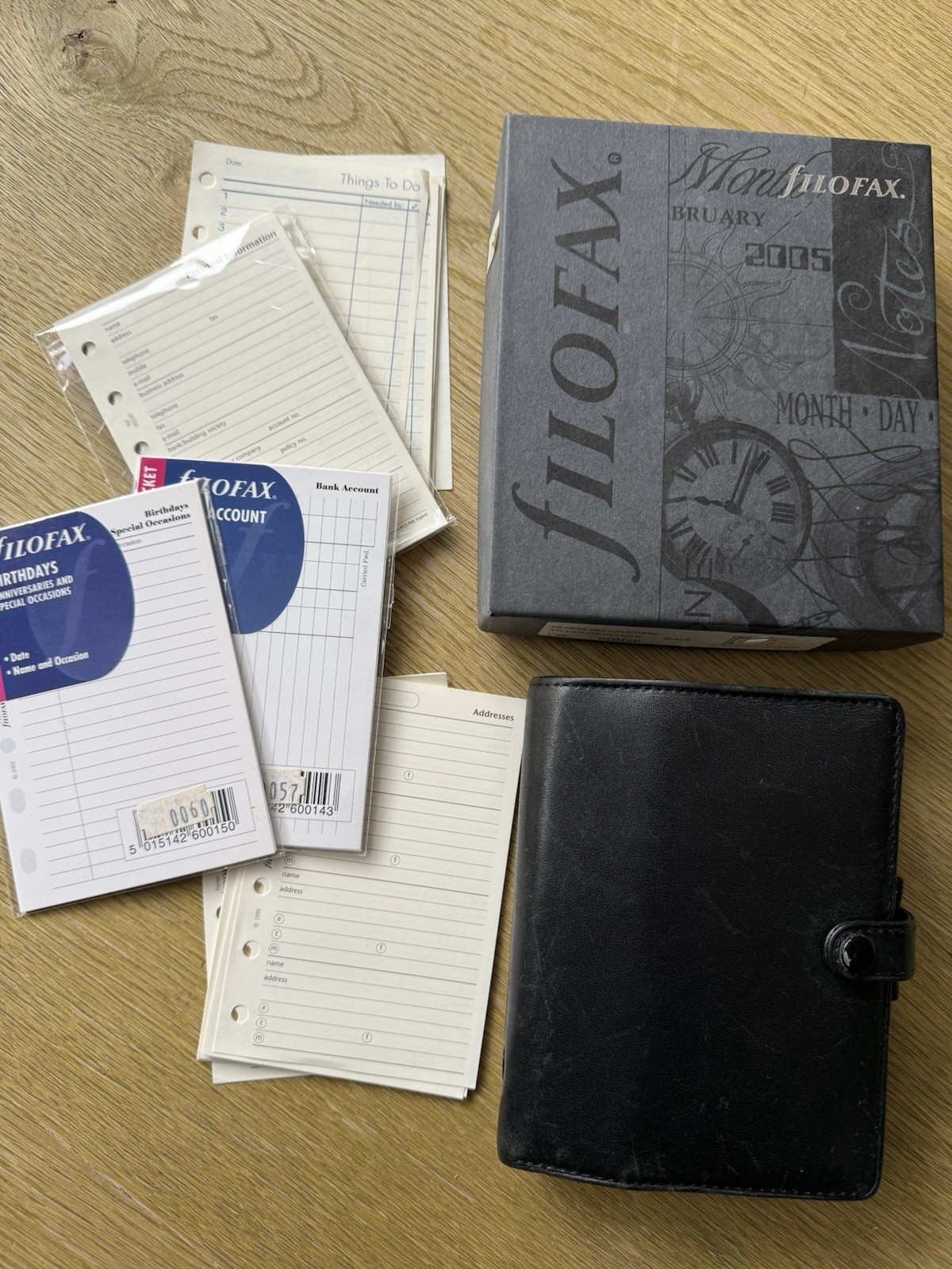 FILOFAX POCKET CAVENDISH DELUXE LEATHER BLACK VERY GOOD
