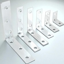 Metal Corner L Brackets Wood Braces Galvanised Reinforced Steel 20mm to 150mm.