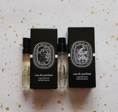 NIB Diptyque Do Son & Fleur de Peau Eau de Parfum Samples 2 ml / 0.06 fl each