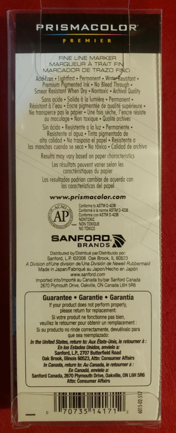 Prismacolor Premier Fine Line Markers 5 Pack  005 01 03 05  08 Black NEW FRESH