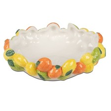 Dekoschale Obstgarten D. 26cm weiß gelb orange aus Steingut Formano S26