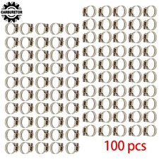 100Pcs Adjustable Stainless Steel 3/4"-1" Drive Hose Clamps Fuel Line Worm Clips
