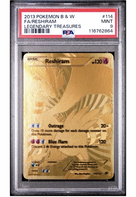 2013 POKEMON BLACK & WHITE LEGENDARY TREASURES #114 FULL ART/RESHIRAM PSA 9