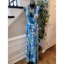 Olivaceous Maxi Dress Women's Small Cyber Light Frond Grove Sleeveless Party