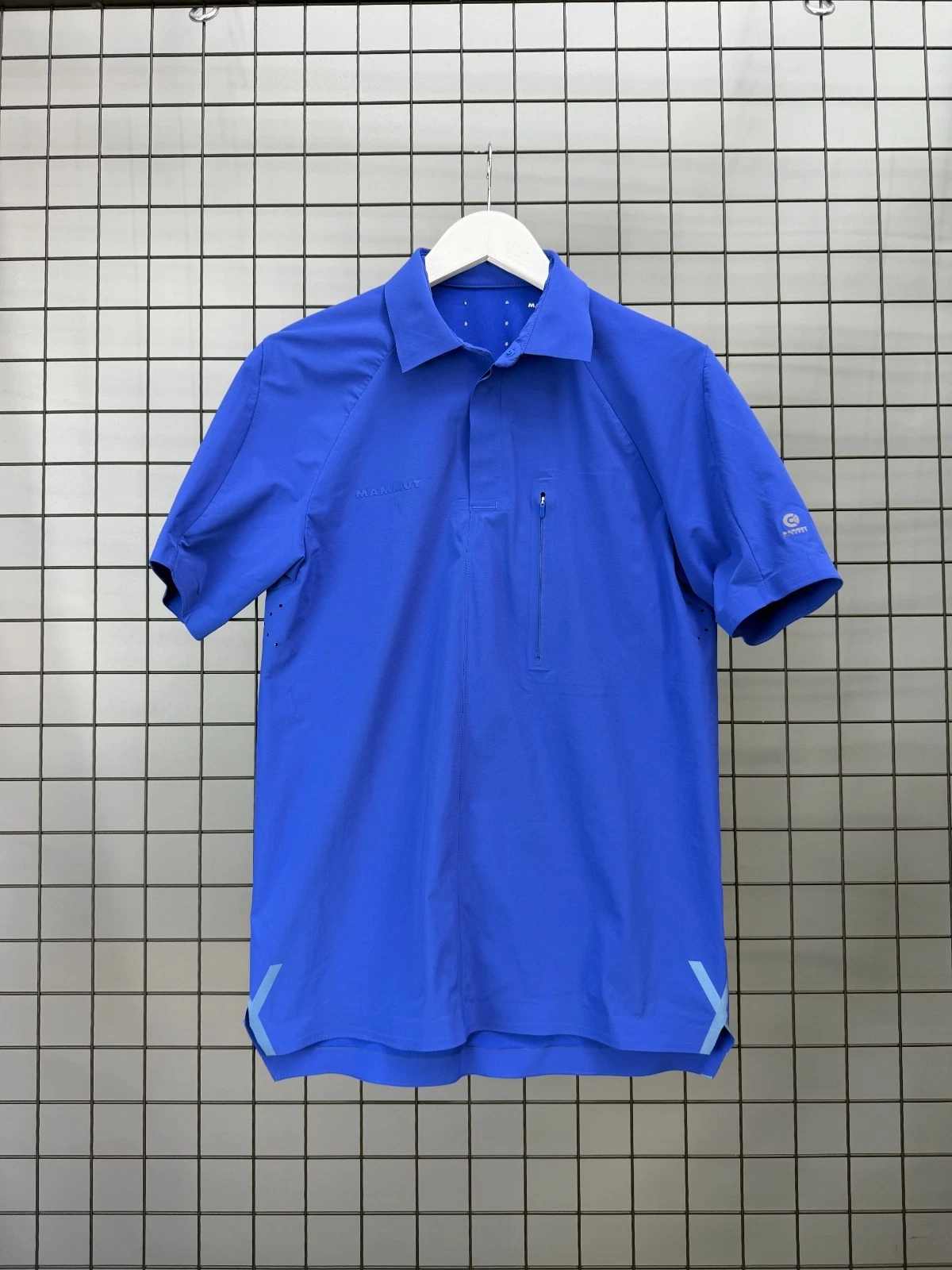 Mammut Mens Polo Shirt Blue Size S Hiking Outdoor Quick Dry Stretch Short Sleeve
